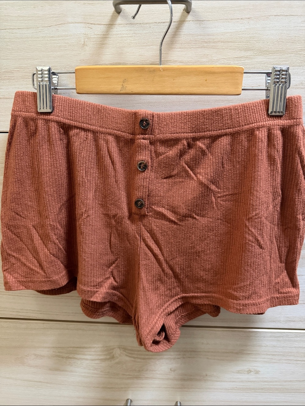 NAADAM Ribbed Modal Cashmere Blend Lounge Shorts - Rusted Terracotta Size M #046